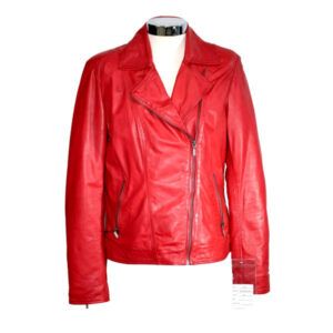 chaqueta roja cuero auténtico